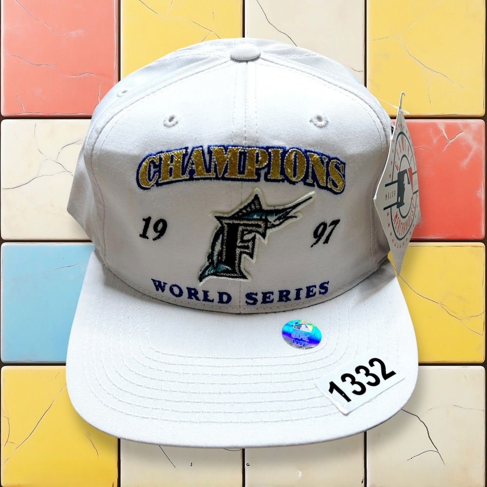 Vintage Florida Marlins 1997 World Series Champions Hat Signatures Snapback NWT